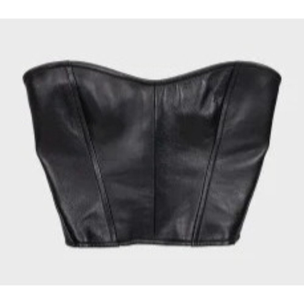 Faith Connexion Lamb Leather Bustier in Black